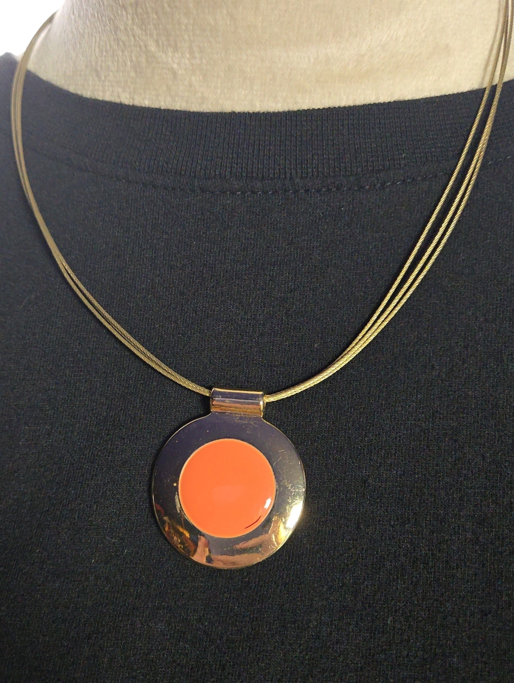 Gloria Vanderbilt Gold-Tone Necklace with Orange Disc